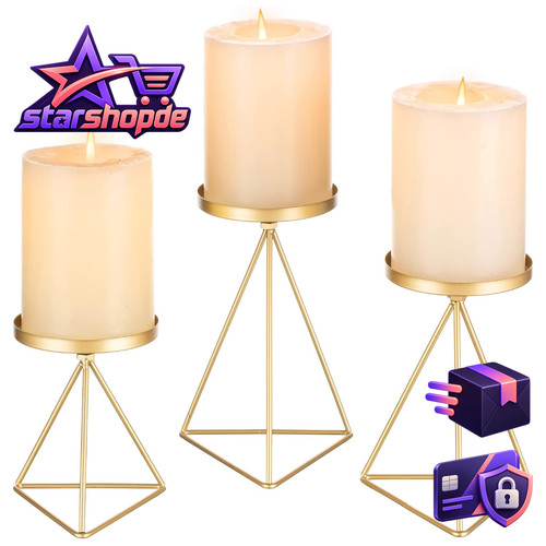 Kerzenständer gold 3er set - kerzenständer, 3er-set