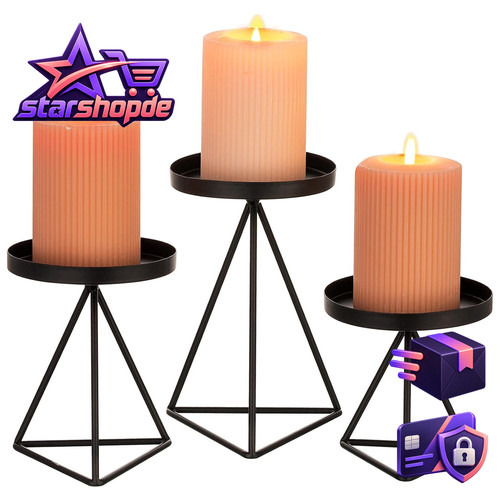 Kerzenständer schwarz 3er set - schwarz, 3er-set