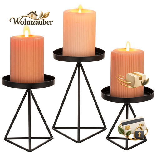 Kerzenständer schwarz 3er set - schwarz, 3er-set