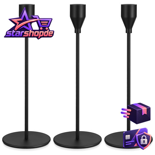 Kerzenständer 3er set schwarz - kerzenständer,