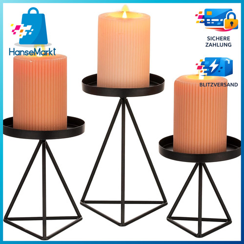 Kerzenständer schwarz 3er set - kerzenständer,