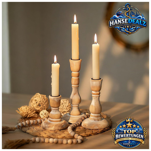 Kerzenständer holz 3er - kerzenständer,
