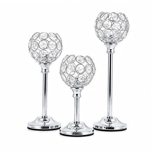 Silber kristall kerzenständer - silber,