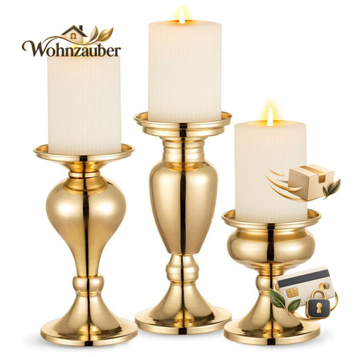 Kerzenständer gold 3er set - gold, 3er-set
