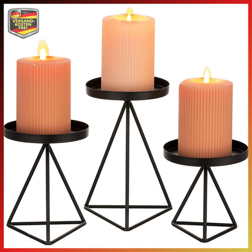 Kerzenständer schwarz 3er set - kerzenständer, 3er-set