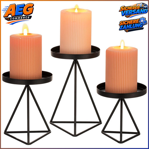 Kerzenständer schwarz 3er set - kerzenständer, 3er-set
