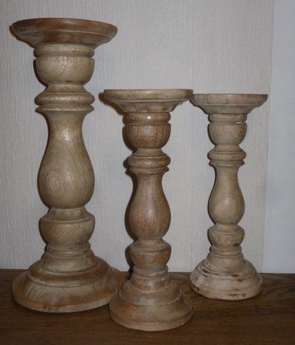 3er set holz kerzenhalter - set, holz-kerzenhalter