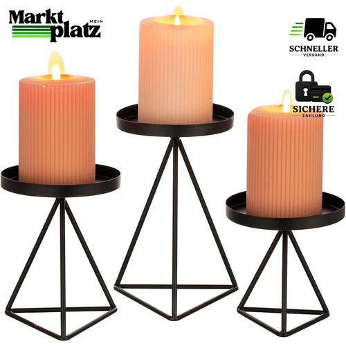 Kerzenständer schwarz 3er set - schwarz, 3er-set