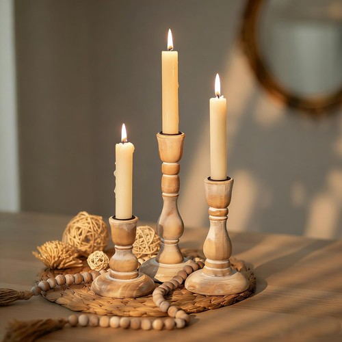 Kerzenständer holz 3er set - kerzenständer,