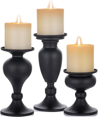 Kerzenleuchter 3er set schwarz - kerzenleuchter,