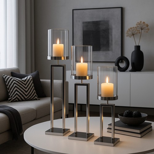 3er kerzenständer set chrom - 3er,