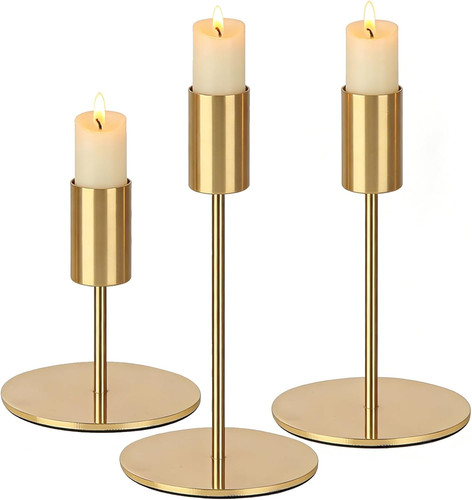 3er set kerzenständer gold - 3er,