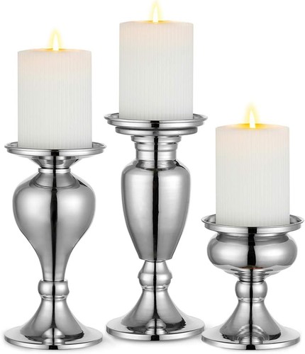 Kerzenständer silber 3er - silber, 3er-set
