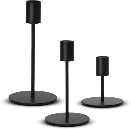 3er set schwarze kerzenhalter - set,